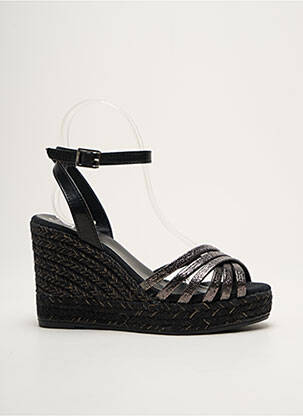 Espadrile țesătură satinată toc de 7 la 9 cm negru KANNA femeie