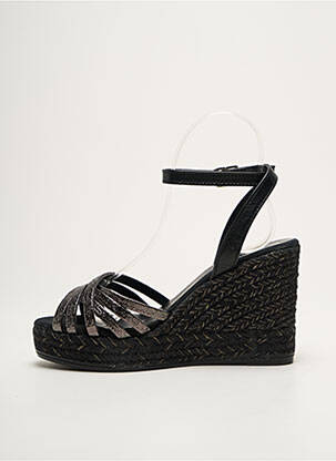Espadrile țesătură satinată toc de 7 la 9 cm negru KANNA femeie