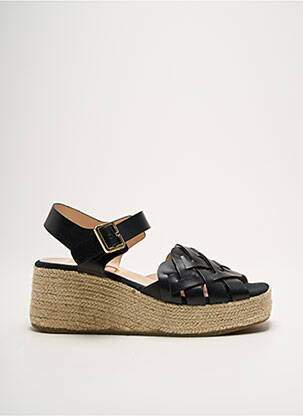Espadrile țesătură satinată toc de 4 la 6 cm negru KANNA femeie