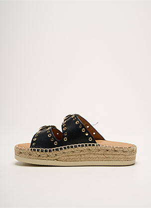 Espadrile țesătură satinată toc de 4 la 6 cm negru KANNA femeie