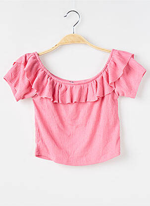 Top țesătură jersey mâneci scurte roz SANS MARQUE femeie