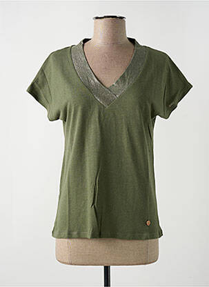 Tricou guler în v mâneci scurte verde LE BOUDOIR D'EDOUARD femeie