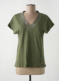 Tricou guler în v mâneci scurte verde LE BOUDOIR D'EDOUARD femeie