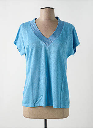 Tricou guler în v mâneci scurte albastru LE BOUDOIR D'EDOUARD femeie