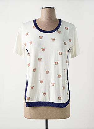 Tricou imprimeu fantezie mâneci scurte bej LE BOUDOIR D'EDOUARD femeie