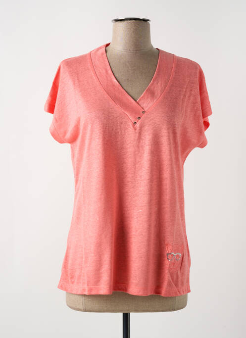 Tricou guler în v mâneci scurte roz LE BOUDOIR D'EDOUARD femme