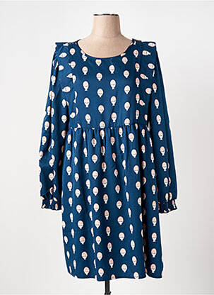 Rochie midi imprimeu fantezie mâneci lungi albastru COMPAÑIA FANTASTICA femeie
