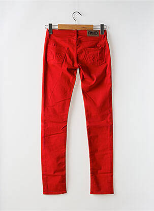 Pantalon slim țesătură poplin roșu RWD fată