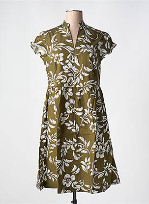 Rochie midi imprimeu fantezie mâneci scurte verde LE BOUDOIR D'EDOUARD femeie