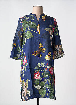 Rochie midi imprimeu floral mâneci 3/4 albastru LE BOUDOIR D'EDOUARD femeie