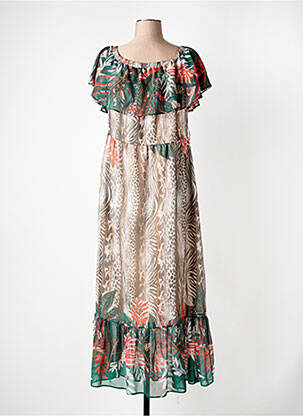 Rochie lungă mâneci scurte mâneci scurte verde GREGORY PAT femeie