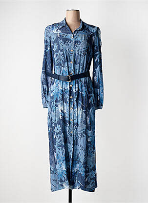 Rochie lungă mâneci lungi mâneci lungi albastru CAROLINE BISS femme