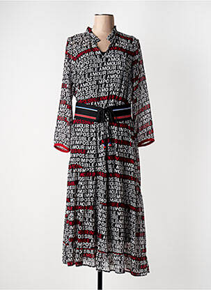 Rochie lungă mâneci lungi mâneci lungi negru POUPEE CHIC femeie