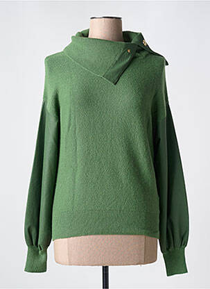 Pulover cu guler înalt elasticitate mâneci lungi verde CAROLINE BISS femeie