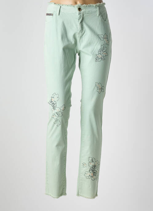 Blugi cu croială slim verde LESLIE femeie