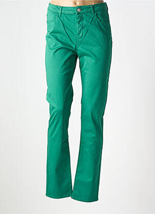 Pantalon slim țesătură poplin mărime normală verde KANOPE femeie