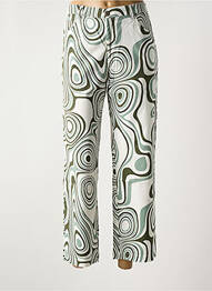 Pantalon 7/8 țesătură poplin mărime normală verde WALTRON femme