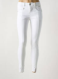 Pantalon slim țesătură poplin mărime normală alb CREAM femeie