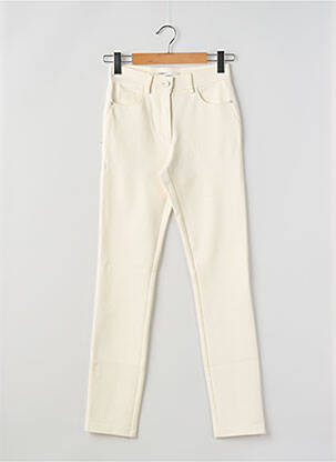 Pantalon drept închidere cu fermoar sub clapetă cu nasturi mărime normală alb ANDAM femme