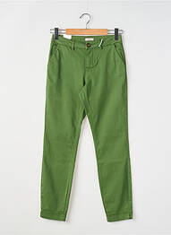 Pantalon chino închidere cu fermoar sub clapetă cu nasturi mărime normală verde KANOPE femme