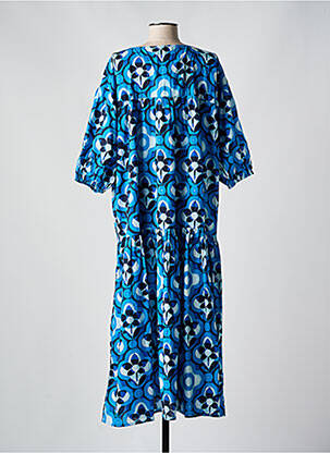 Rochie lungă imprimeu floral mâneci 3/4 albastru SURKANA femeie