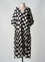 Rochie lungă imprimeu fantezie mâneci 3/4 negru SURKANA femeie