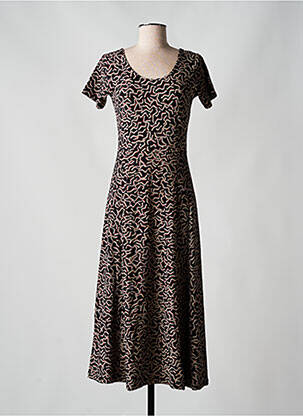 Rochie midi imprimeu fantezie mâneci scurte negru SKUNKFUNK femeie