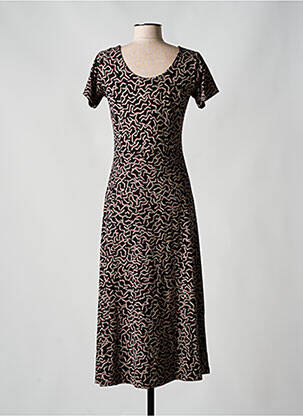 Rochie midi imprimeu fantezie mâneci scurte negru SKUNKFUNK femeie