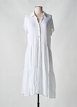 Rochie midi mâneci scurte mâneci scurte alb ANDAM femeie