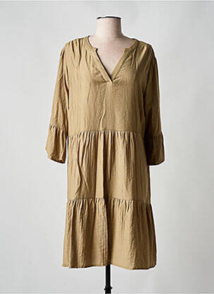 Rochie midi mâneci 3/4 mâneci 3/4 maro CREAM femeie