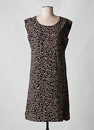 Rochie midi imprimeu fantezie mâneci scurte negru SKUNKFUNK femeie