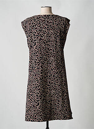 Rochie midi imprimeu fantezie mâneci scurte negru SKUNKFUNK femeie
