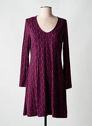 Rochie midi imprimeu fantezie mâneci lungi violet SURKANA femeie