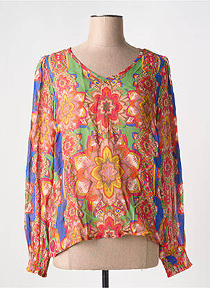 Bluză imprimeu floral mâneci lungi roșu CREAM femme