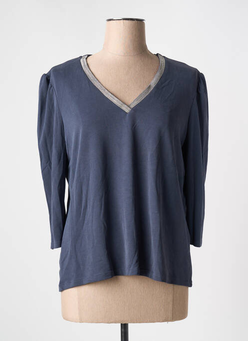 Tricou guler în v mâneci scurte gri JULIE GUERLANDE femme