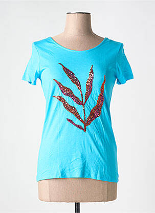 Tricou elasticitate mâneci scurte albastru JULIE GUERLANDE femeie