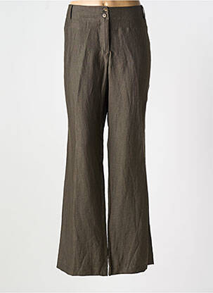 Pantalon evazat talie cu cleme maro HUCKE WOMAN femeie