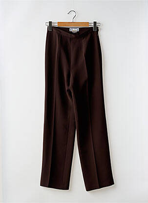 Pantalon drept țesătură crep talie înaltă maro FEDORA femeie
