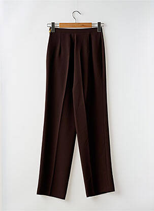 Pantalon drept țesătură crep talie înaltă maro FEDORA femeie