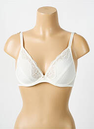 Sutien efect material satinat sutien cupe întregi cu decolteu înalt bej ANTIGEL femme