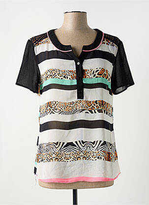 Tricou croială cambrată mâneci scurte negru S.QUISE femme