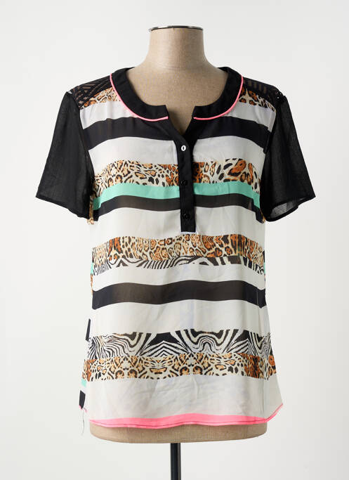 Tricou croială cambrată mâneci scurte negru S.QUISE femme