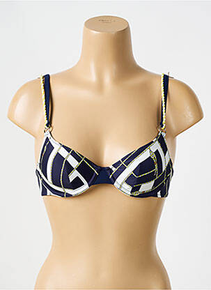 Sutien de costum de baie bretele elastice reglabile sutien balconet cu decolteu înalt albastru MARIE JO femeie