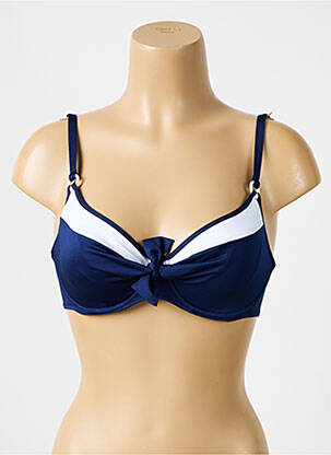 Sutien de costum de baie elasticitate sutien cupe întregi cu decolteu înalt albastru ANTIGEL femeie