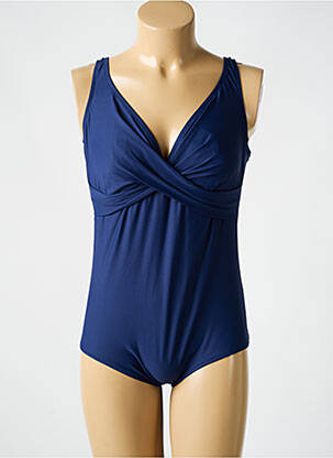 Costum de baie dintr-o singură piesă efect material satinat sutien cupe întregi cu decolteu înalt albastru ANTIGEL femeie