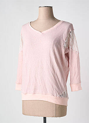 Hanorac broderie mâneci 3/4 roz REDSOUL femeie