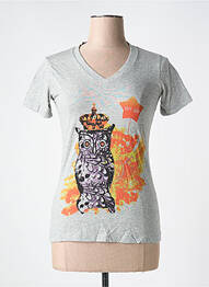 Tricou guler în v mâneci scurte gri REDSOUL femme