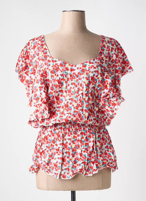 Bluză imprimeu floral mâneci scurte roșu REDSOUL femme