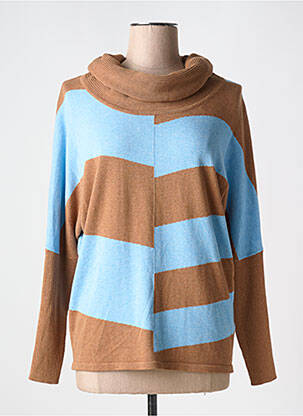 Pulover cu guler înalt maro MARBLE femeie