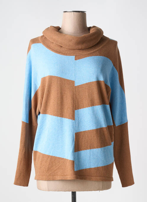 Pulover cu guler înalt maro MARBLE femeie